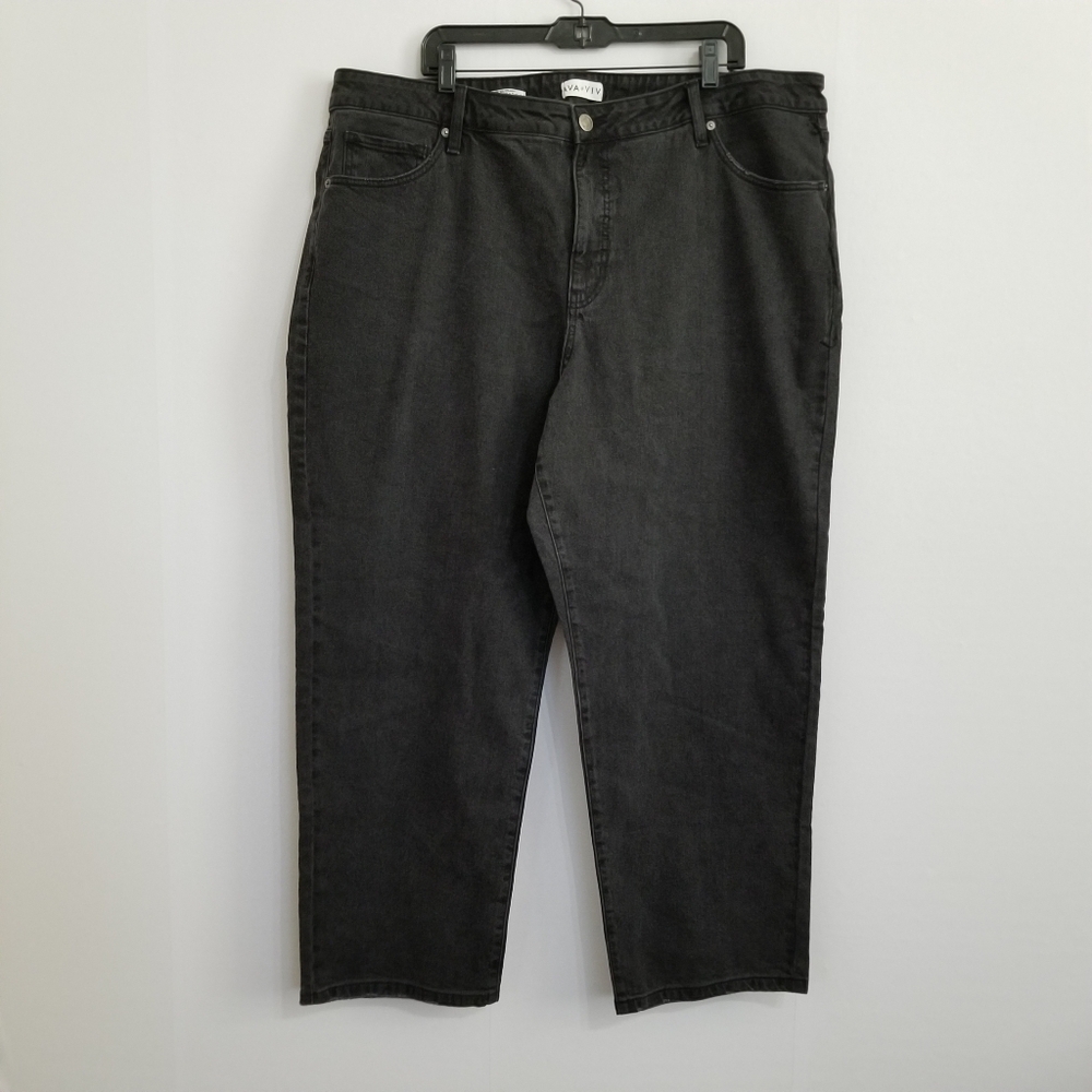 NWT Ava & Viv 90's Straight Fit Jeans Black Color Size 22